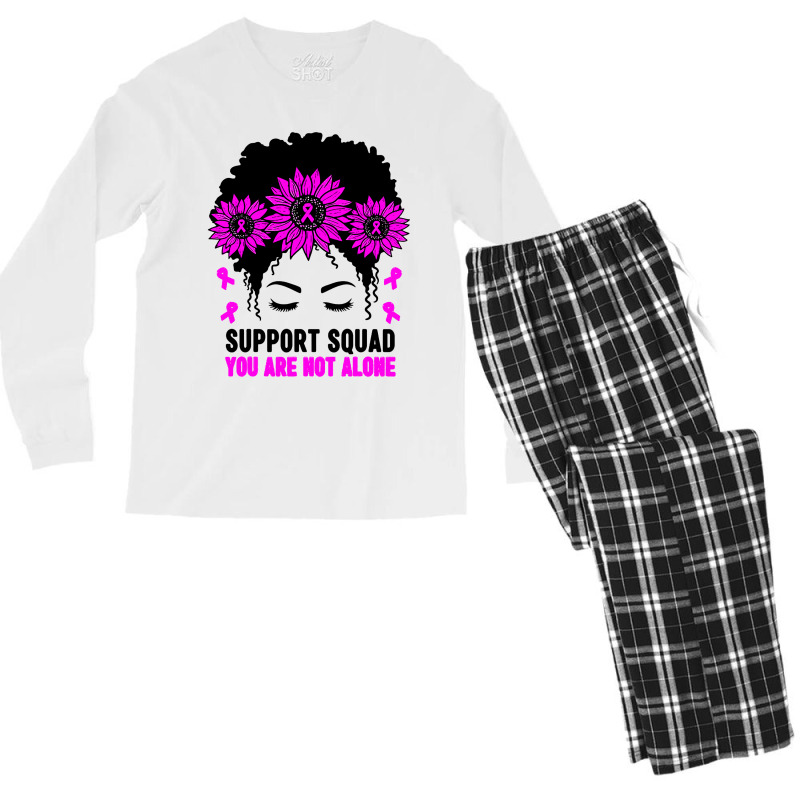 Awareness Support Squad Messy Bun Pink Warrior Men's Long Sleeve Pajama Set | Artistshot