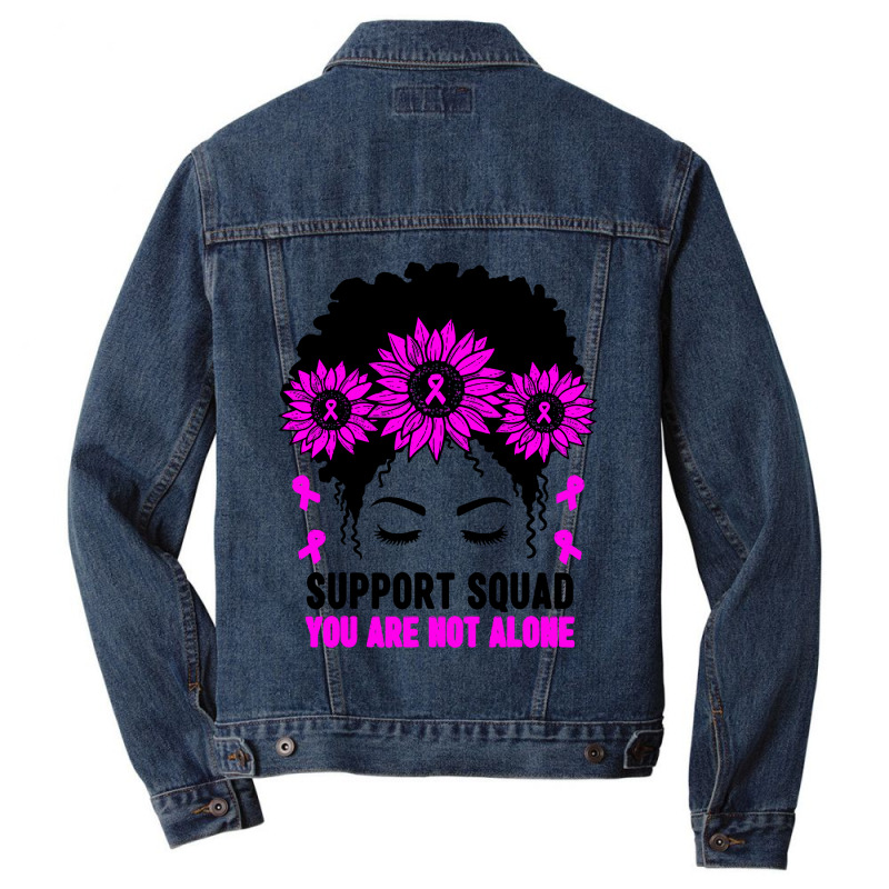 Awareness Support Squad Messy Bun Pink Warrior Men Denim Jacket | Artistshot