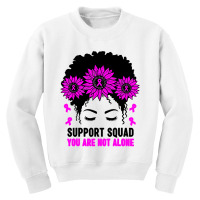 Awareness Support Squad Messy Bun Pink Warrior Youth Sweatshirt | Artistshot