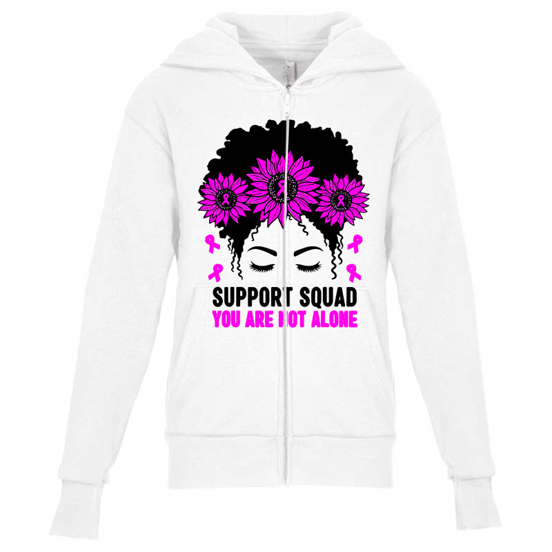 Awareness Support Squad Messy Bun Pink Warrior Youth Zipper Hoodie | Artistshot