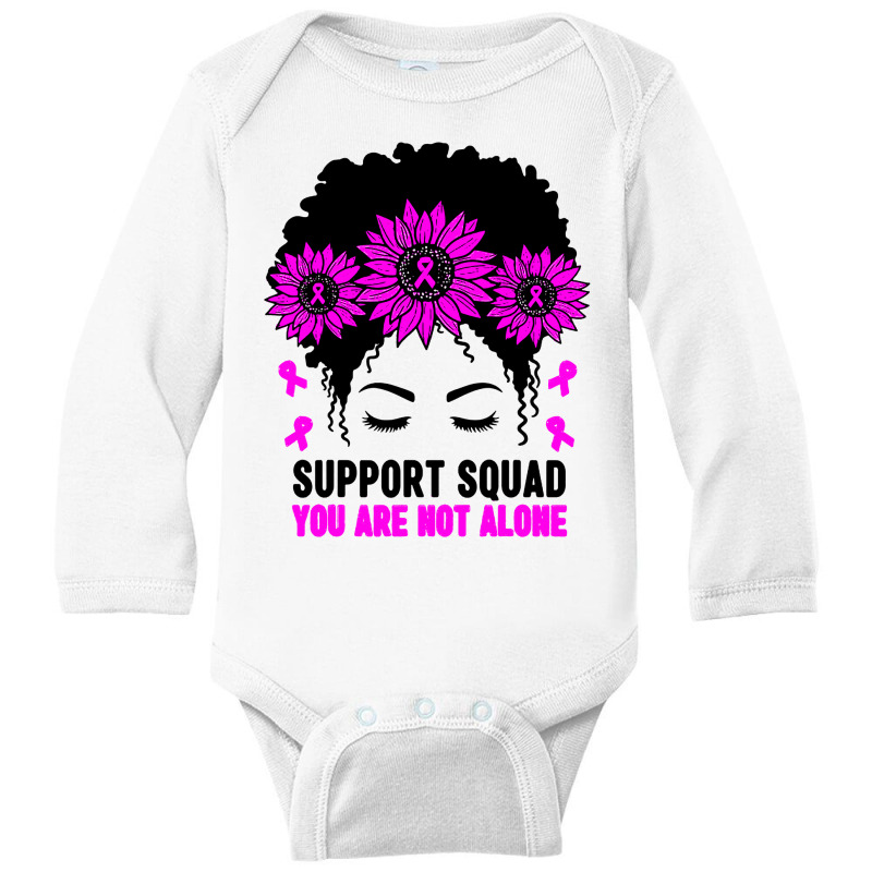 Awareness Support Squad Messy Bun Pink Warrior Long Sleeve Baby Bodysuit | Artistshot