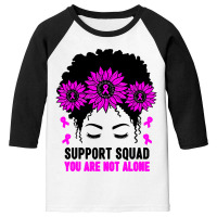 Awareness Support Squad Messy Bun Pink Warrior Youth 3/4 Sleeve | Artistshot