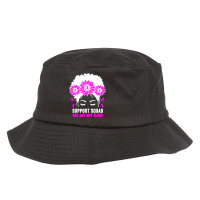 Awareness Support Squad Messy Bun Pink Warrior Bucket Hat | Artistshot