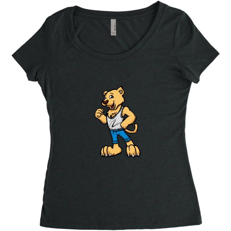 Cute Anthropomorphic Human-like Cartoon Character Cougar In Clothes Women's Triblend Scoop T-shirt by StephanySpeer | Artistshot