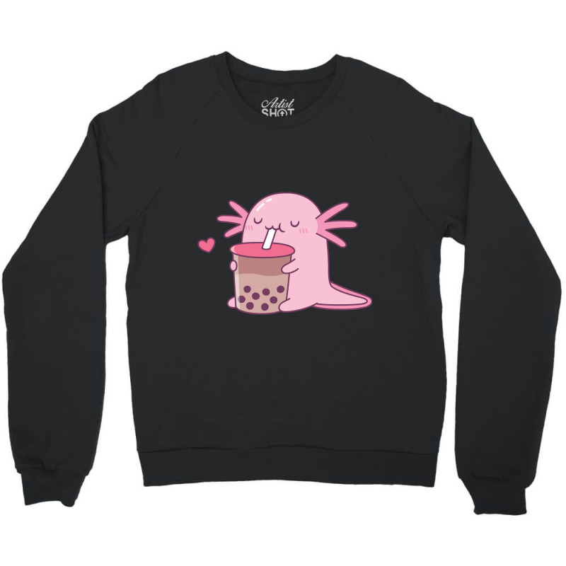 Chubby Axolotl Enjoys Bubble Tea Crewneck Sweatshirt | Artistshot