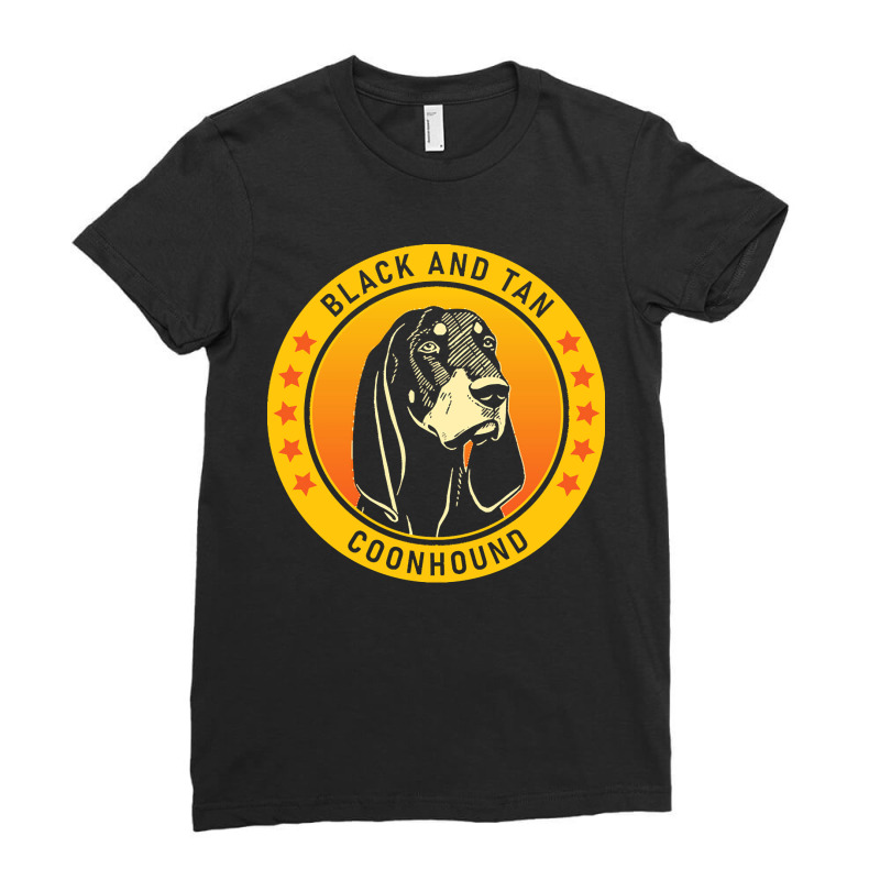 Black And Tan Coonhound Black And Tan Coonhound Dog Portrait Ladies Fitted T-Shirt by netheriteshepherd | Artistshot