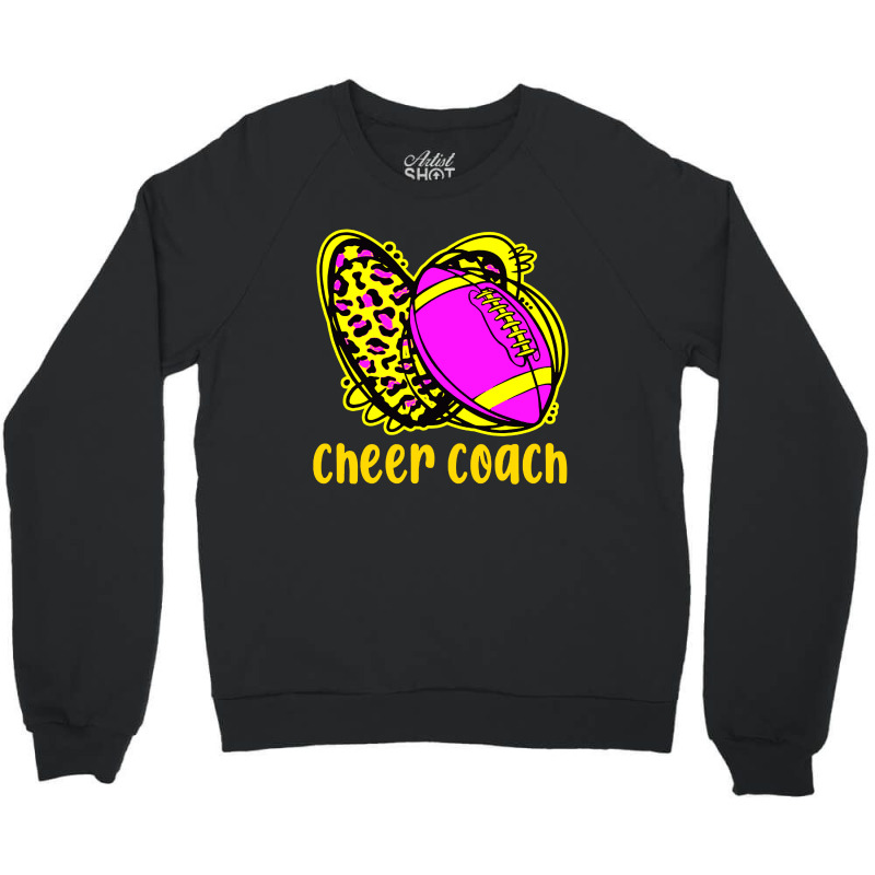 Cheer Coach Leopard Cheerleading Football Mom Crewneck Sweatshirt | Artistshot