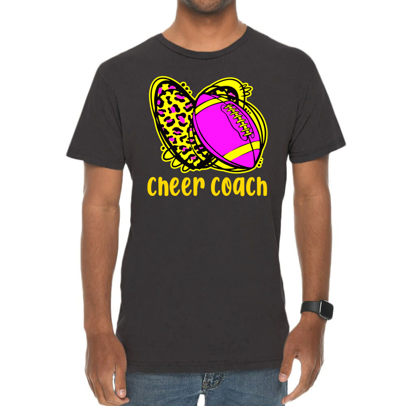 Cheer Coach Leopard Cheerleading Football Mom Vintage T-shirt | Artistshot