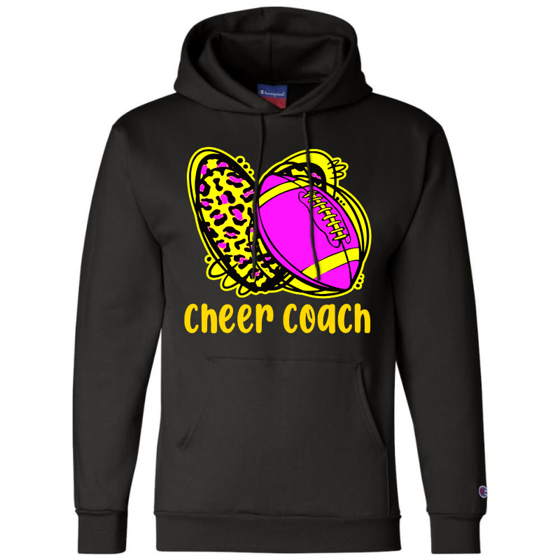 Cheer Coach Leopard Cheerleading Football Mom Champion Hoodie | Artistshot