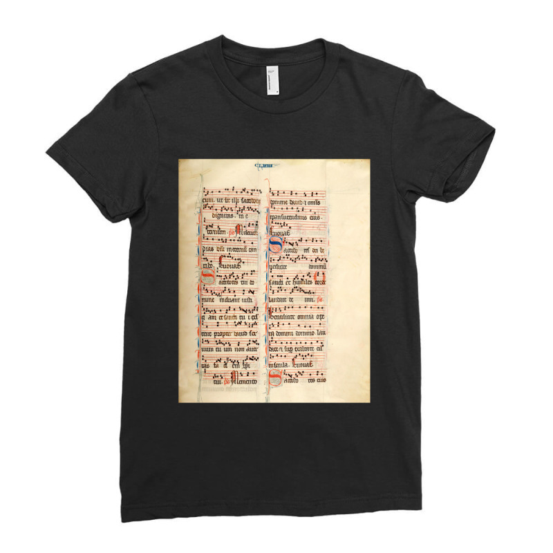 Medieval Illuminated Musical Notes Ladies Fitted T-Shirt by JAMESDSHARP | Artistshot