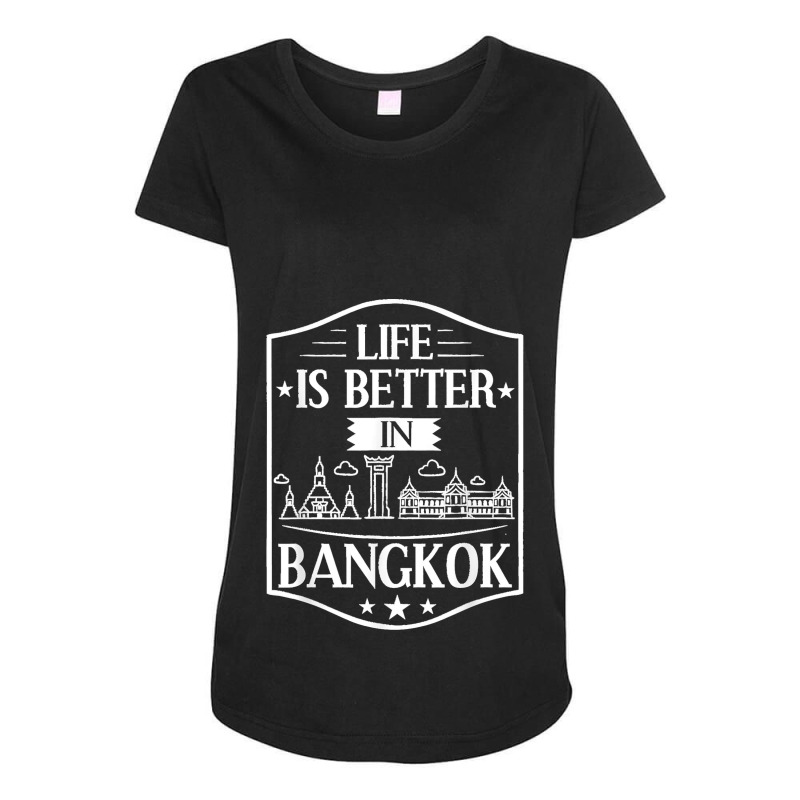 Bangkok Thailand City Skyline Map Maternity Scoop Neck T-shirt by LUISRTORRES | Artistshot