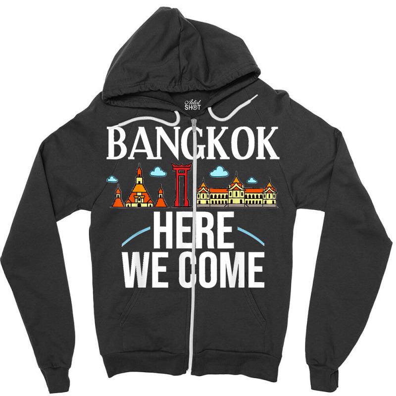 Bangkok Thailand City Trip Skyline Map Zipper Hoodie by LUISRTORRES | Artistshot