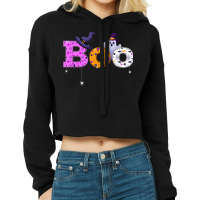 Boo Halloween Scary Witch Hat Ghosts Cropped Hoodie | Artistshot