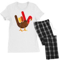 Funny Thanksgiving Sign Language I Love You Turkey Asl T Shirt Women's Pajamas Set | Artistshot