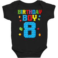 Master Builder 8th Birthday Boy 8 Eight Year Building Bricks T Shirt Baby Bodysuit | Artistshot