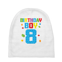 Master Builder 8th Birthday Boy 8 Eight Year Building Bricks T Shirt Baby Beanies | Artistshot