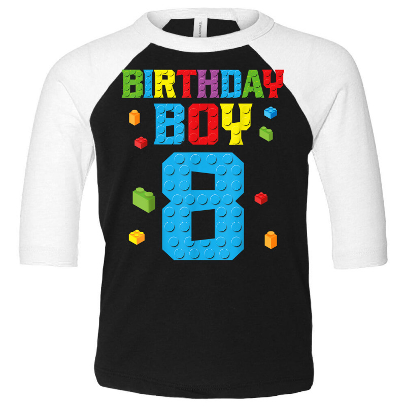 Master Builder 8th Birthday Boy 8 Eight Year Building Bricks T Shirt Toddler 3/4 Sleeve Tee by cm-arts | Artistshot