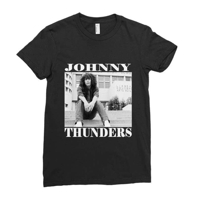 Black Johnny Thunders Classic Ladies Fitted T-Shirt by MikaelaLynnHolbrook | Artistshot