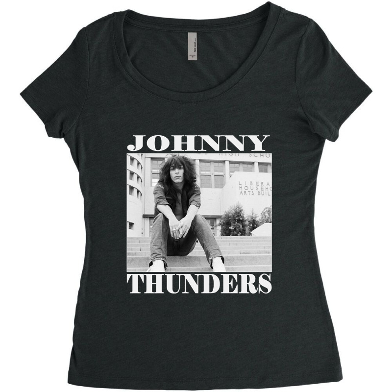 Black Johnny Thunders Classic Women's Triblend Scoop T-shirt by MikaelaLynnHolbrook | Artistshot