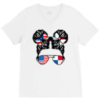 Half American Half Panamanian Girl Usa Panama Flag Patriot T Shirt V-neck Tee | Artistshot