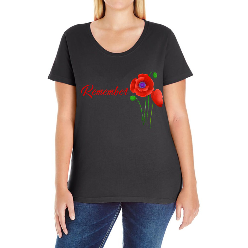 Veterans Day Gift, Flanders Field, The Red Poppy, Remember Ladies Curvy T-Shirt by LINDAFRAZIER | Artistshot