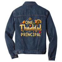 One Thankful Principal Fall Autumn Pumpkin Thanksgiving Men Denim Jacket | Artistshot