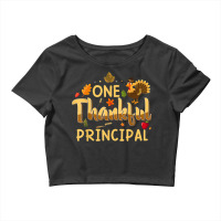 One Thankful Principal Fall Autumn Pumpkin Thanksgiving Crop Top | Artistshot