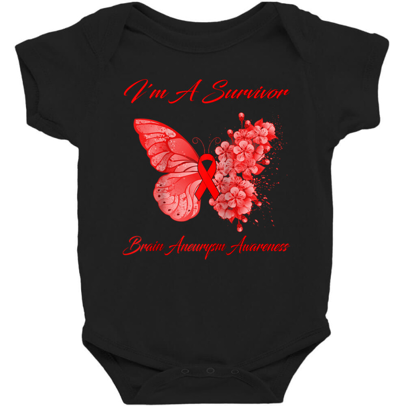 Butterfly I'm A Survivor Brain Aneurysm Awareness Raglan Baseball Tee Baby Bodysuit by cm-arts | Artistshot