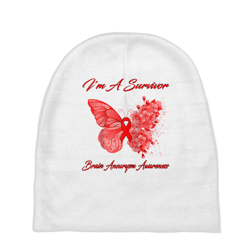 Butterfly I'm A Survivor Brain Aneurysm Awareness Raglan Baseball Tee Baby Beanies by cm-arts | Artistshot