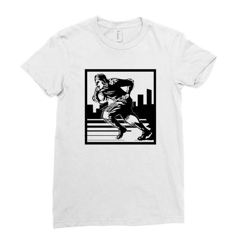 Vintage Woodblock Style Football Print Ladies Fitted T-Shirt by ClarissaEaton | Artistshot