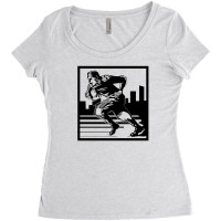 Vintage Woodblock Style Football Print Women's Triblend Scoop T-shirt | Artistshot