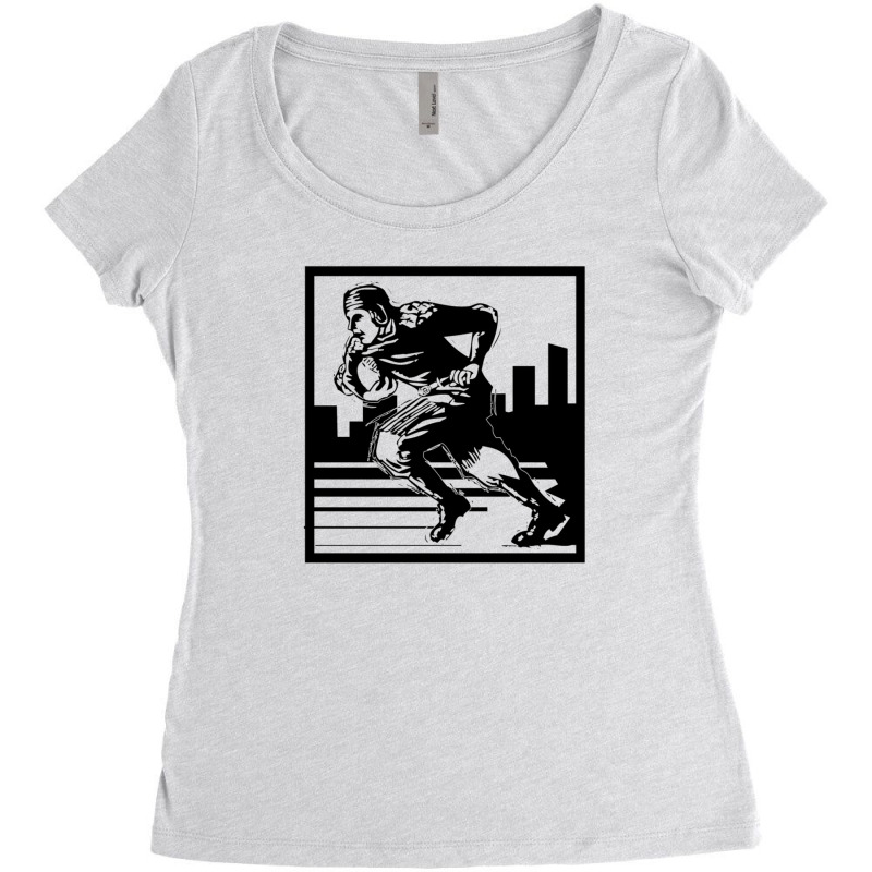 Vintage Woodblock Style Football Print Women's Triblend Scoop T-shirt by ClarissaEaton | Artistshot