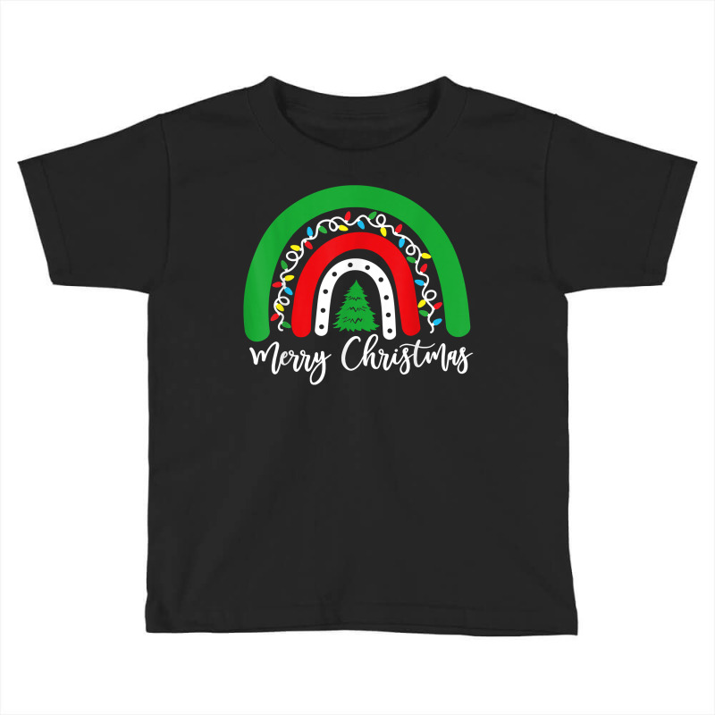 Merry Christmas Rainbow Xmas Lights Matching Pjs Pajamas T Shirt Toddler T-shirt by v8dycanel | Artistshot