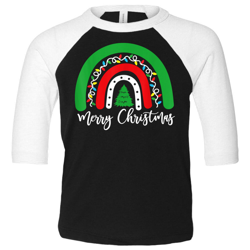 Merry Christmas Rainbow Xmas Lights Matching Pjs Pajamas T Shirt Toddler 3/4 Sleeve Tee by v8dycanel | Artistshot