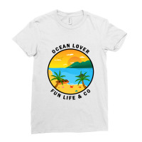 Ocean Lover And Cool Illustration Of A Island Ladies Fitted T-shirt | Artistshot