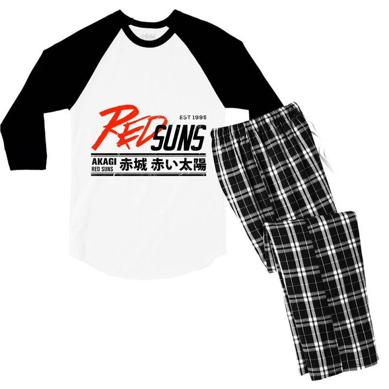 Initial D - Redsuns Tee (black) Men's 3/4 Sleeve Pajama Set | Artistshot