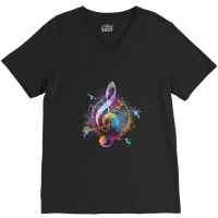 Music Musical Instrument Birds Treble V-neck Tee | Artistshot