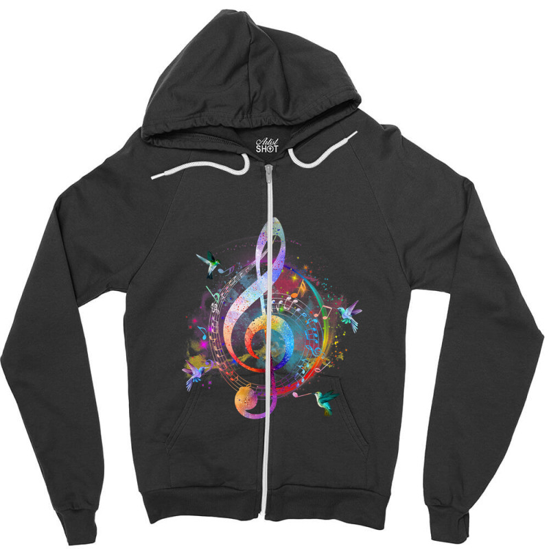 Music Musical Instrument Birds Treble Zipper Hoodie by JAMESDSHARP | Artistshot