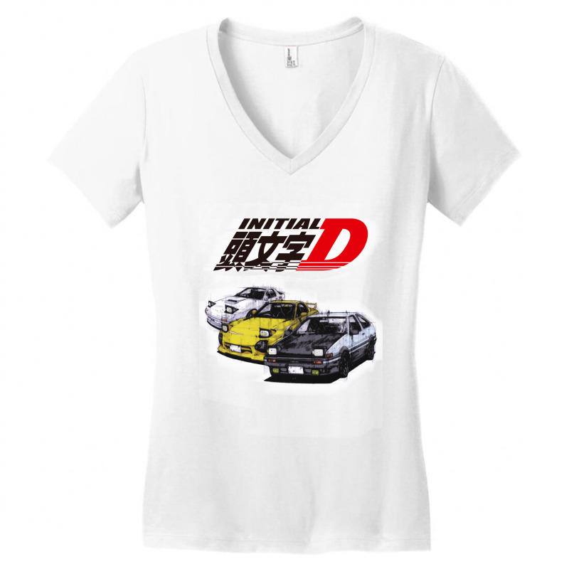 Initial D Ae86 _ Rx7 Sketch Women's V-Neck T-Shirt by PRISCILLABIRD | Artistshot