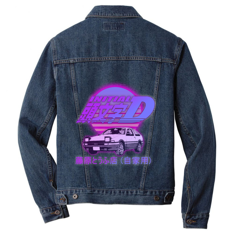 Initial D Ae86 Retro Synthwave Men Denim Jacket | Artistshot