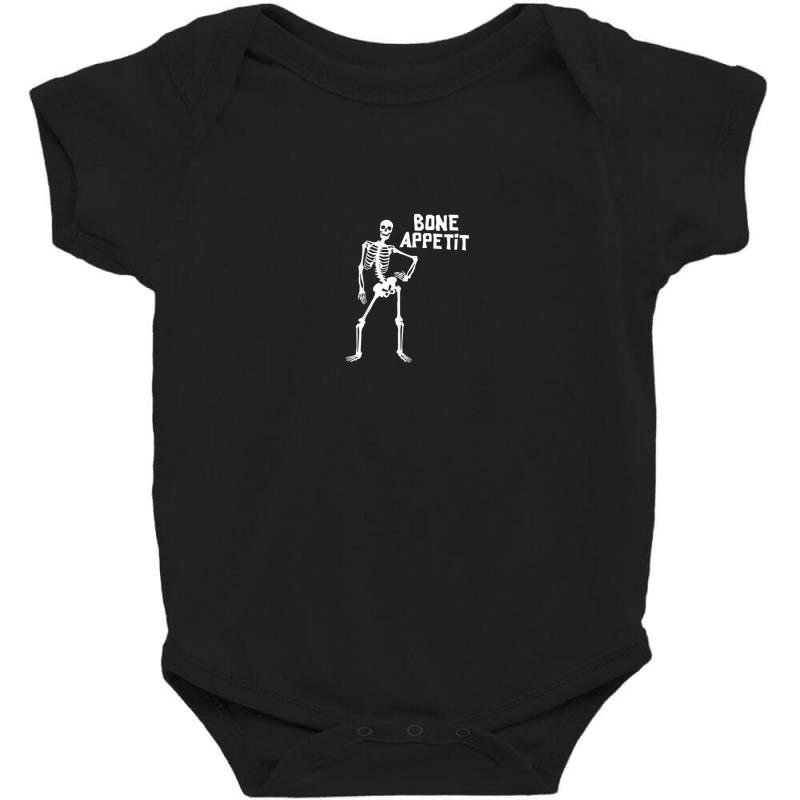 Bone Appetit Skeleton Funny Halloween Costume Skeleton Puns Baby Bodysuit by Queens | Artistshot