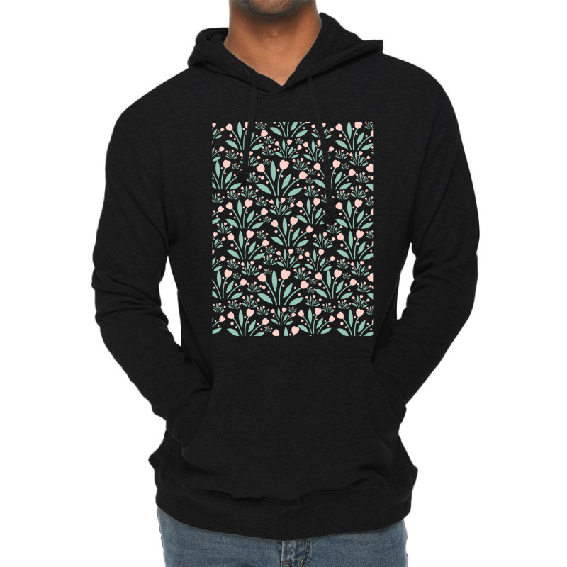 Tulip Flowers Pattern On White Background Lightweight Hoodie | Artistshot