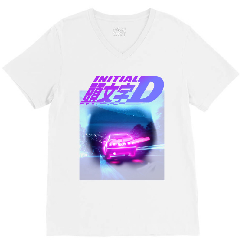 Initial D Neon Light Ae86 V-neck Tee | Artistshot