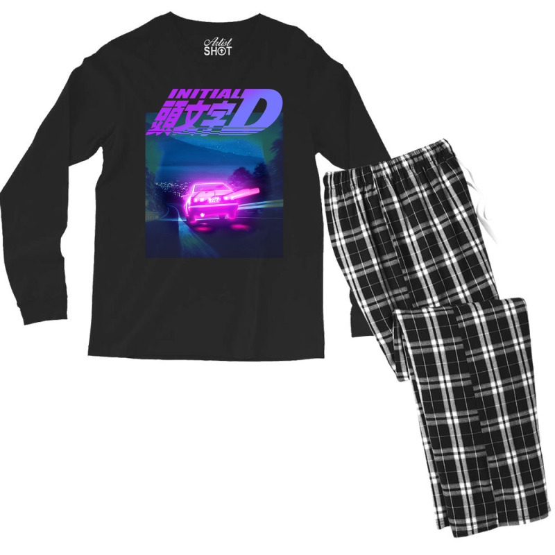 Initial D Neon Light Ae86 Men's Long Sleeve Pajama Set | Artistshot