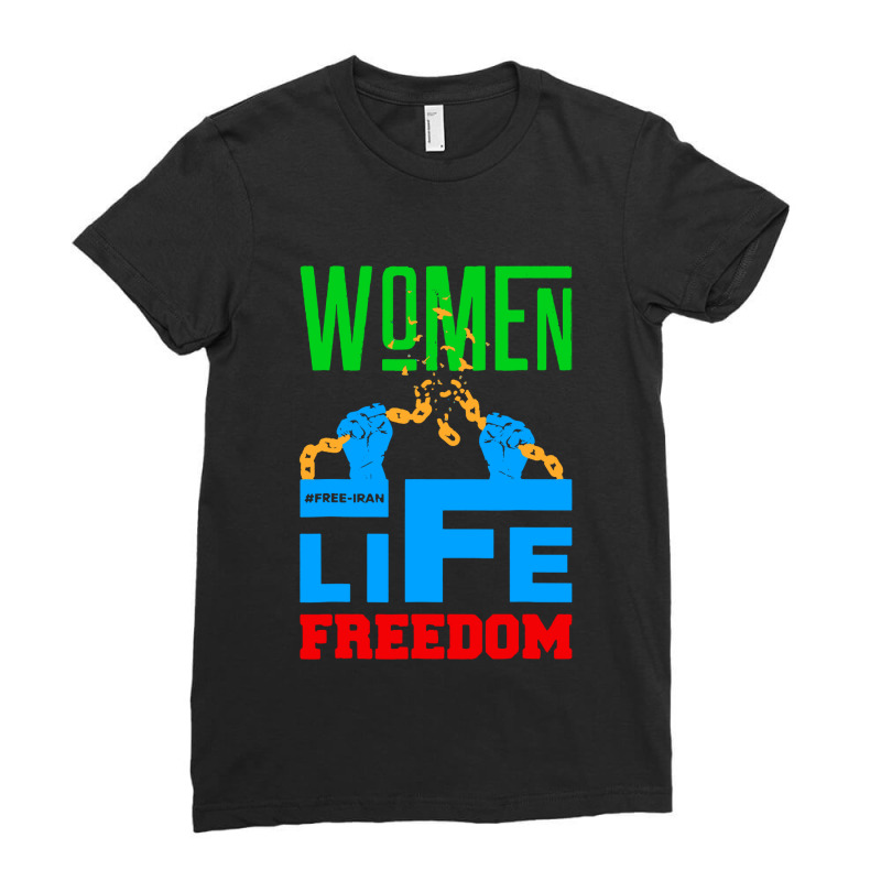 Free Iran Stand With The Women Of Iran Ladies Fitted T-Shirt by Pinkbubbles | Artistshot