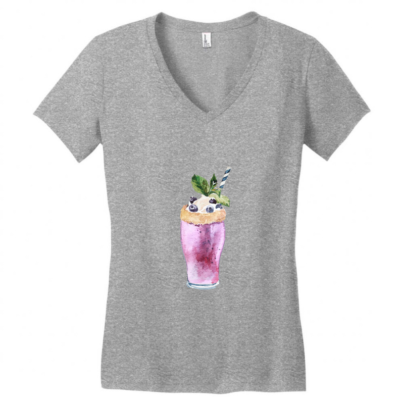 Blueberry Smoothie  Blueberry Milkshake With Whipped Cream Women's V-Neck T-Shirt by cemarrarubi | Artistshot