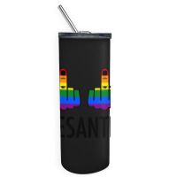 Fck Desantis X 2 - Censored With 2 Rainbow Middle Fingers Skinny Tumbler | Artistshot