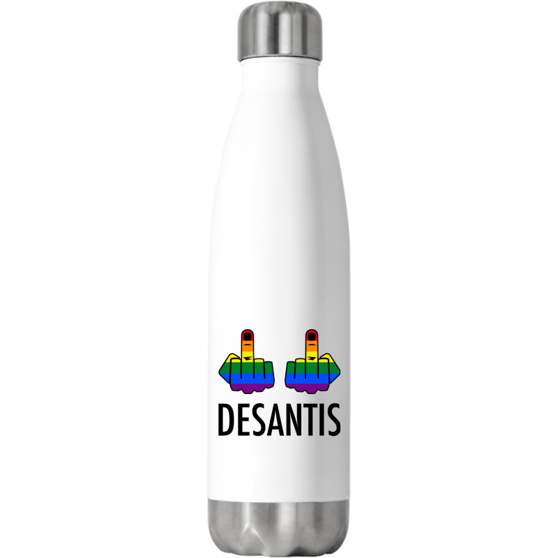 Fck Desantis X 2 - Censored With 2 Rainbow Middle Fingers Stainless Steel Water Bottle | Artistshot