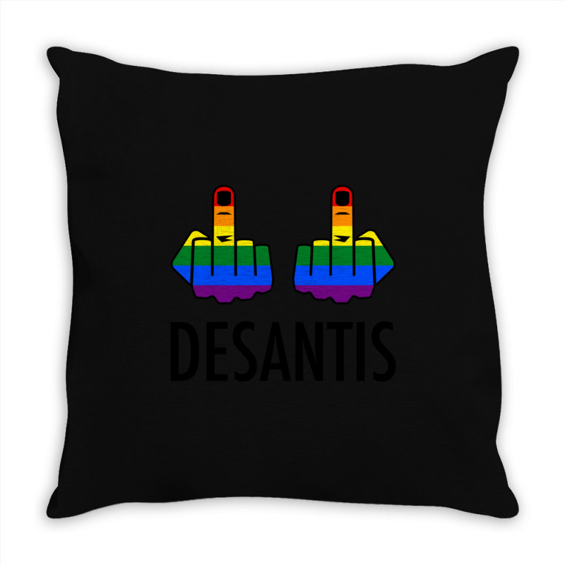 Fck Desantis X 2 - Censored With 2 Rainbow Middle Fingers Throw Pillow | Artistshot