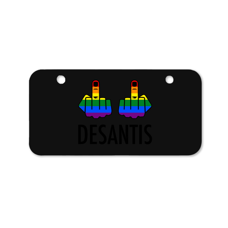 Fck Desantis X 2 - Censored With 2 Rainbow Middle Fingers Bicycle License Plate | Artistshot